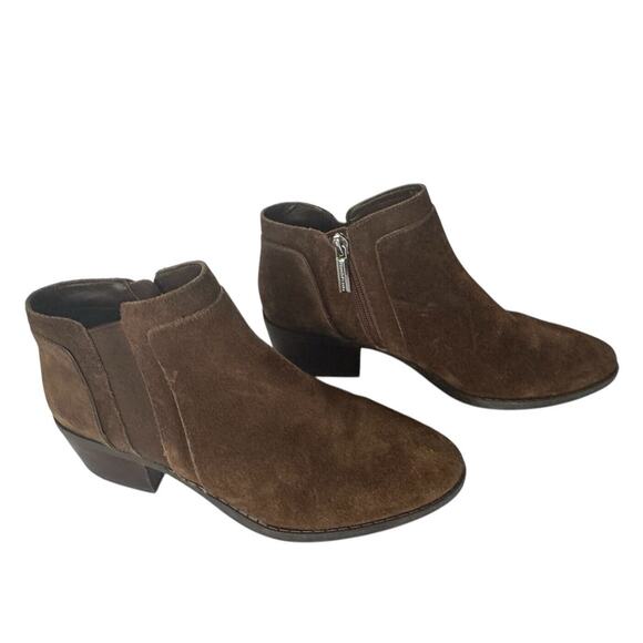 Karl Lagerfeld Womens Aimee Boot Size 6 Brown Suede Bootie Block Heel Boots #DR - Picture 1 of 8